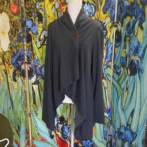 Bobeau heather blue Gray Poncho Sweater